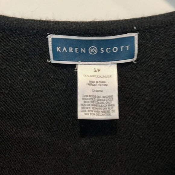 🚩 Karen Scott black button up sweater size small - Picture 5 of 8